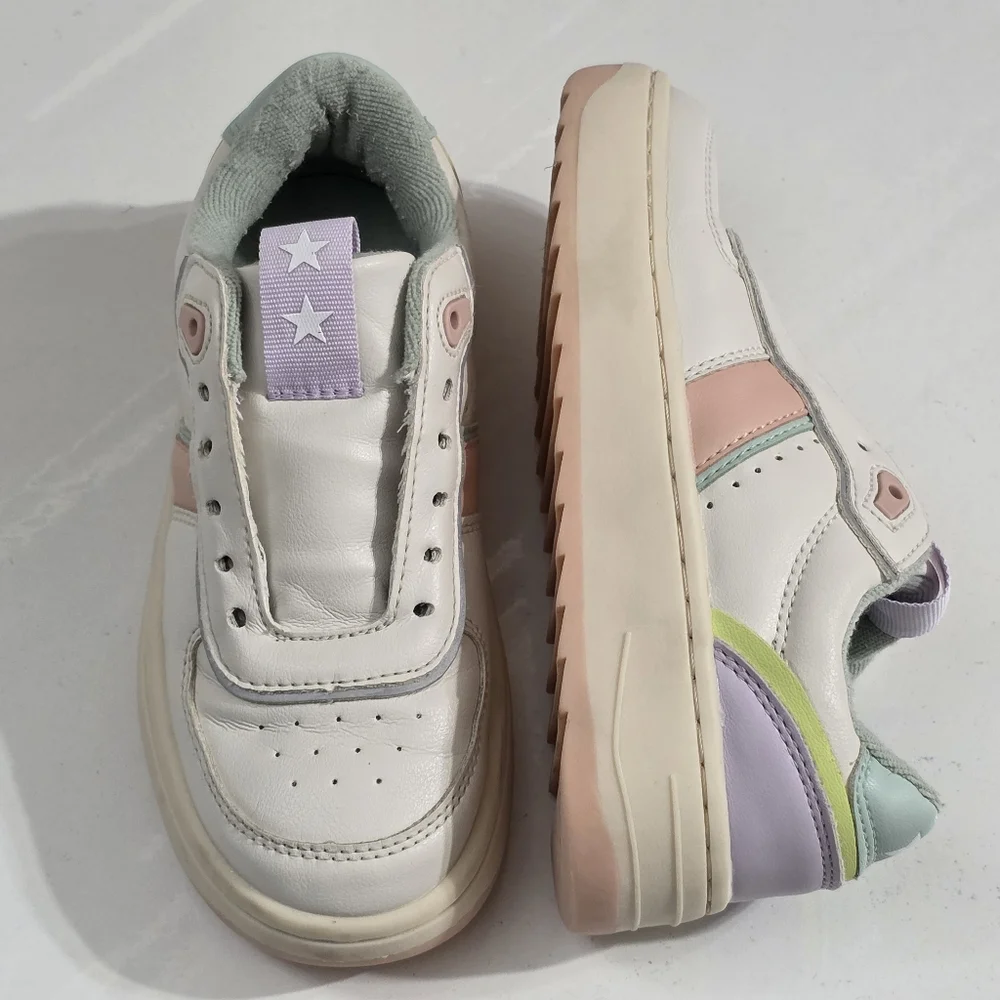 Little Girls Zara Multicolored Pastel Laced Sneakers Shoes Size 13